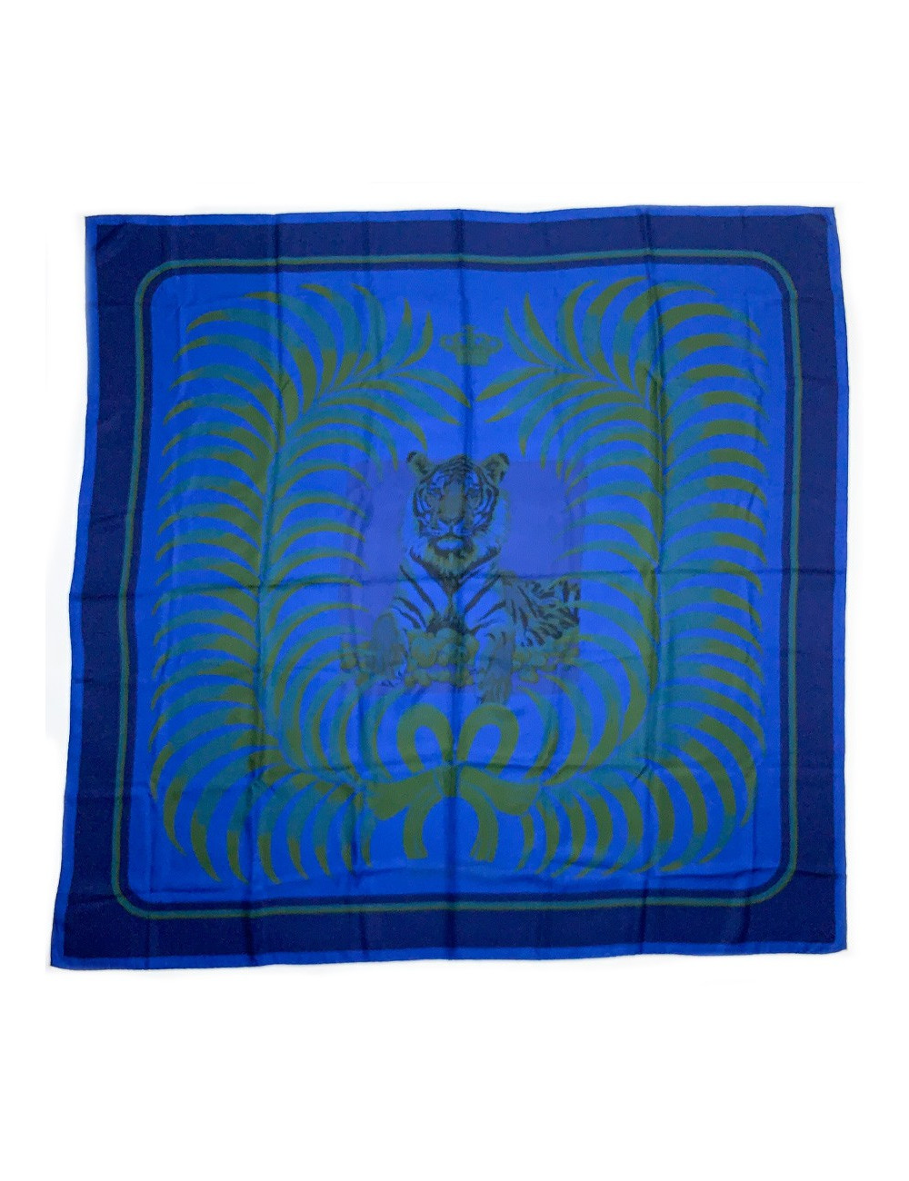 A NETTOYER Carré Hermès bleu nuit avec tigre