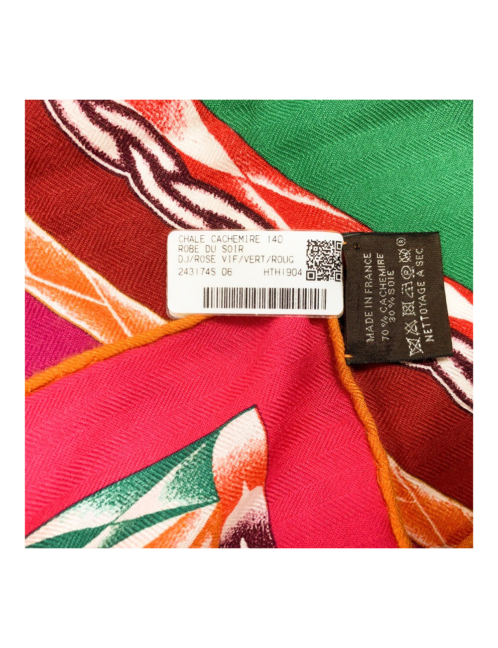 Châle HERMES "Robe du soir" en cachemire et soie