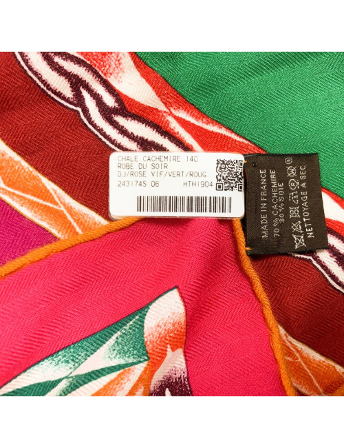 Châle HERMES "Robe du soir" en cachemire et soie
