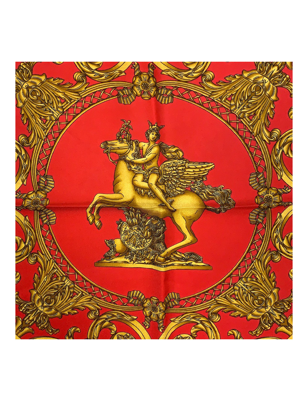 Carré HERMES Les Tuileries soie rouge