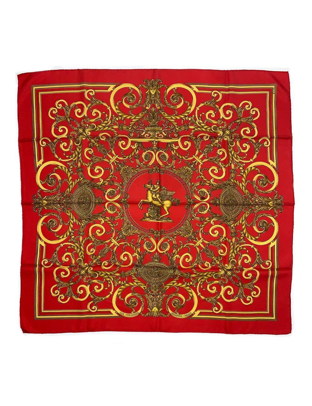 Carré HERMES Les Tuileries soie rouge