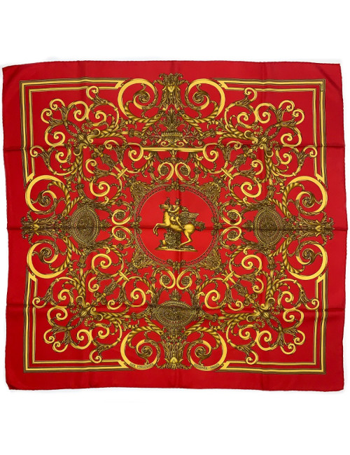 Carré HERMES Les Tuileries soie rouge