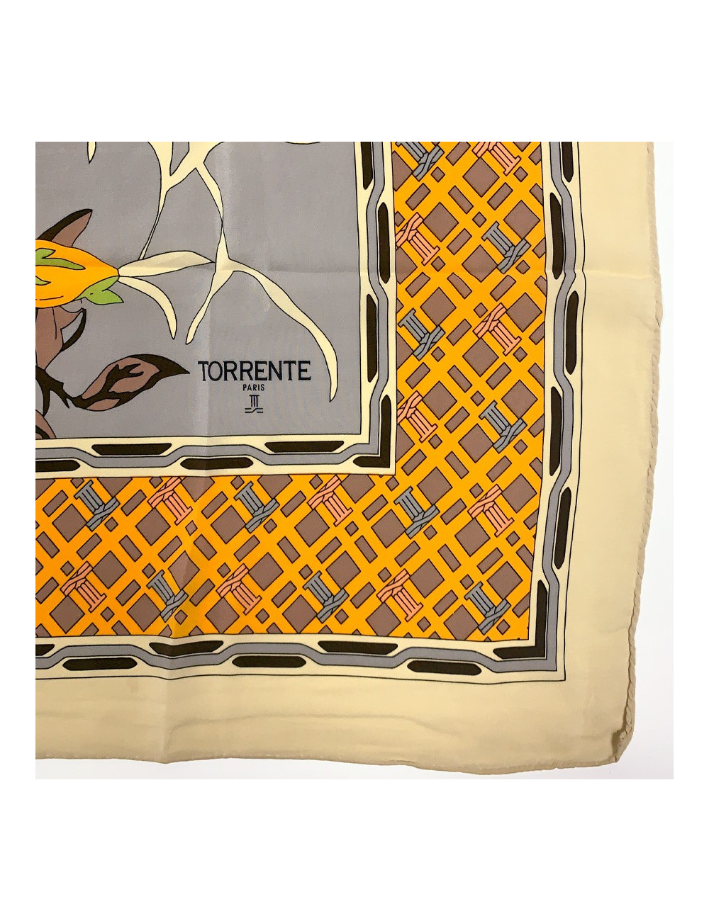 Foulard Torrente jaune a fleurs