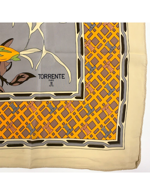 Foulard Torrente jaune a fleurs
