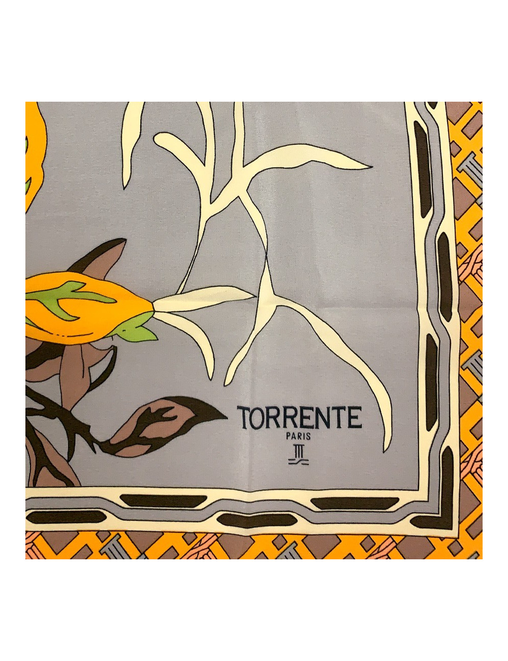 Foulard Torrente jaune a fleurs