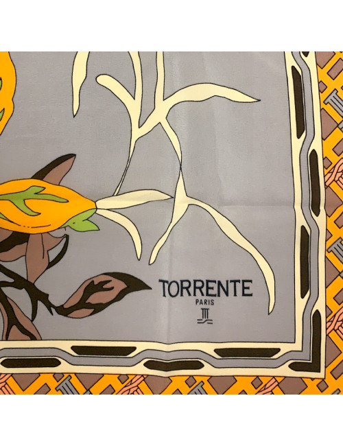Foulard Torrente jaune a fleurs