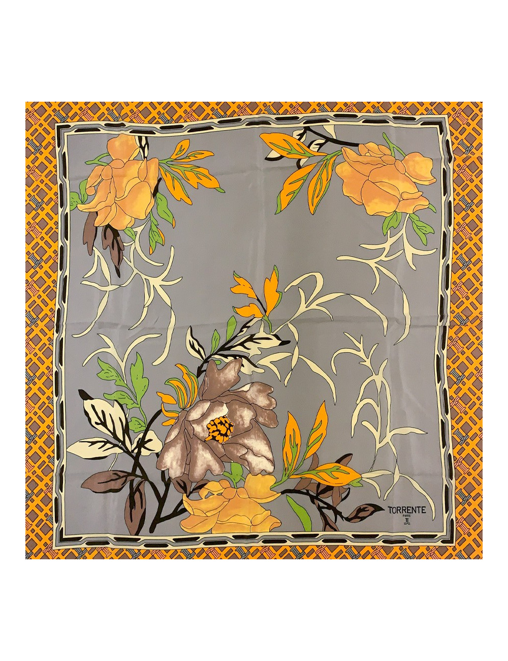 Foulard Torrente jaune a fleurs