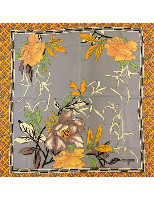 Foulard Torrente jaune a fleurs