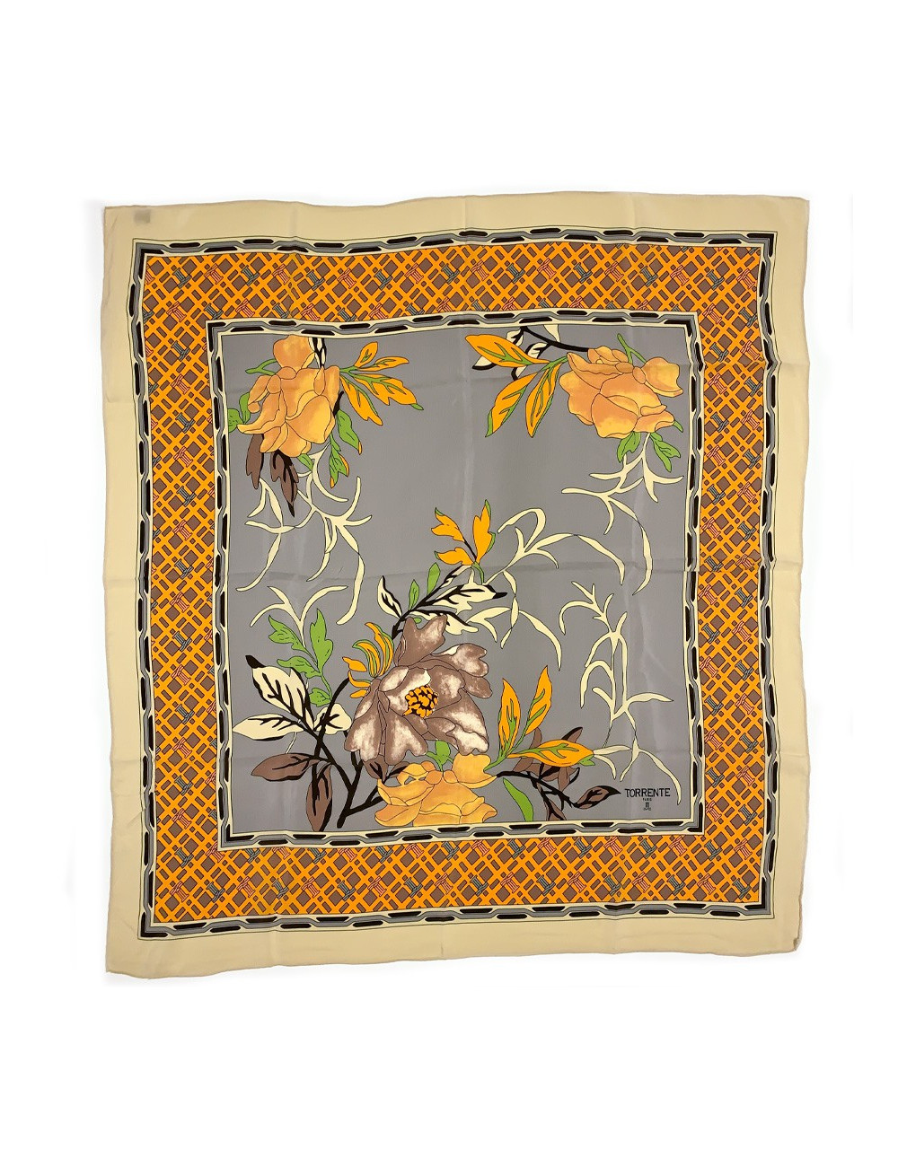 Foulard Torrente jaune a fleurs