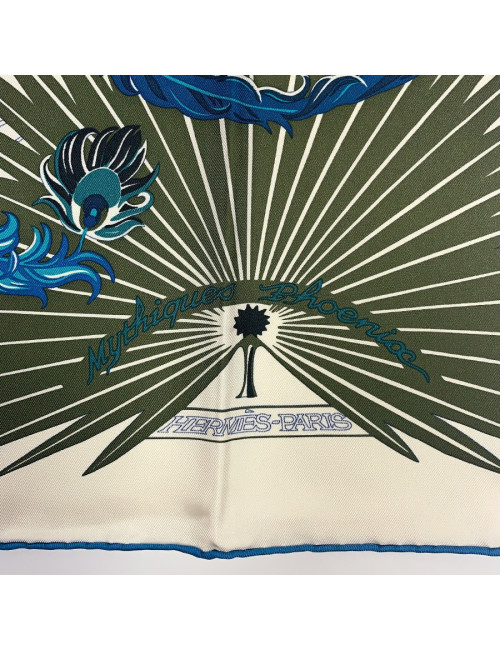 Carré twilll HERMES"Mythiques Phoenix" 100 % soie