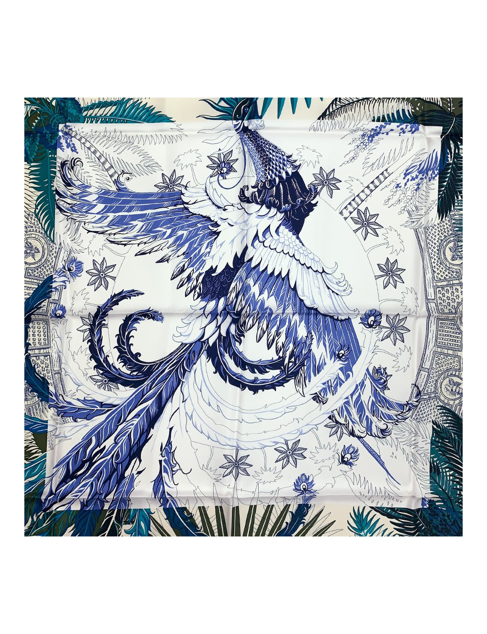 Carré twilll HERMES"Mythiques Phoenix" 100 % soie