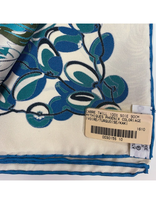 Carré twilll HERMES"Mythiques Phoenix" 100 % soie