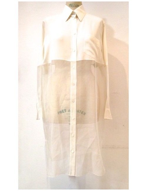Blouse HERMES chemise en soie blanche mate et transparente