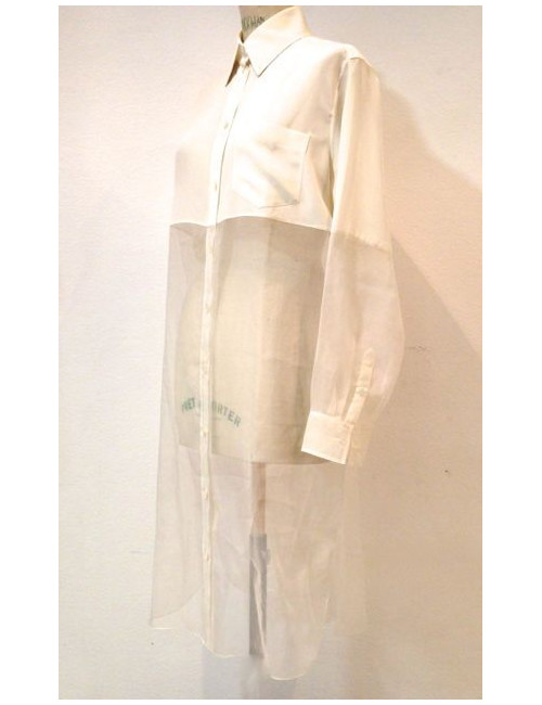 Blouse HERMES chemise en soie blanche mate et transparente