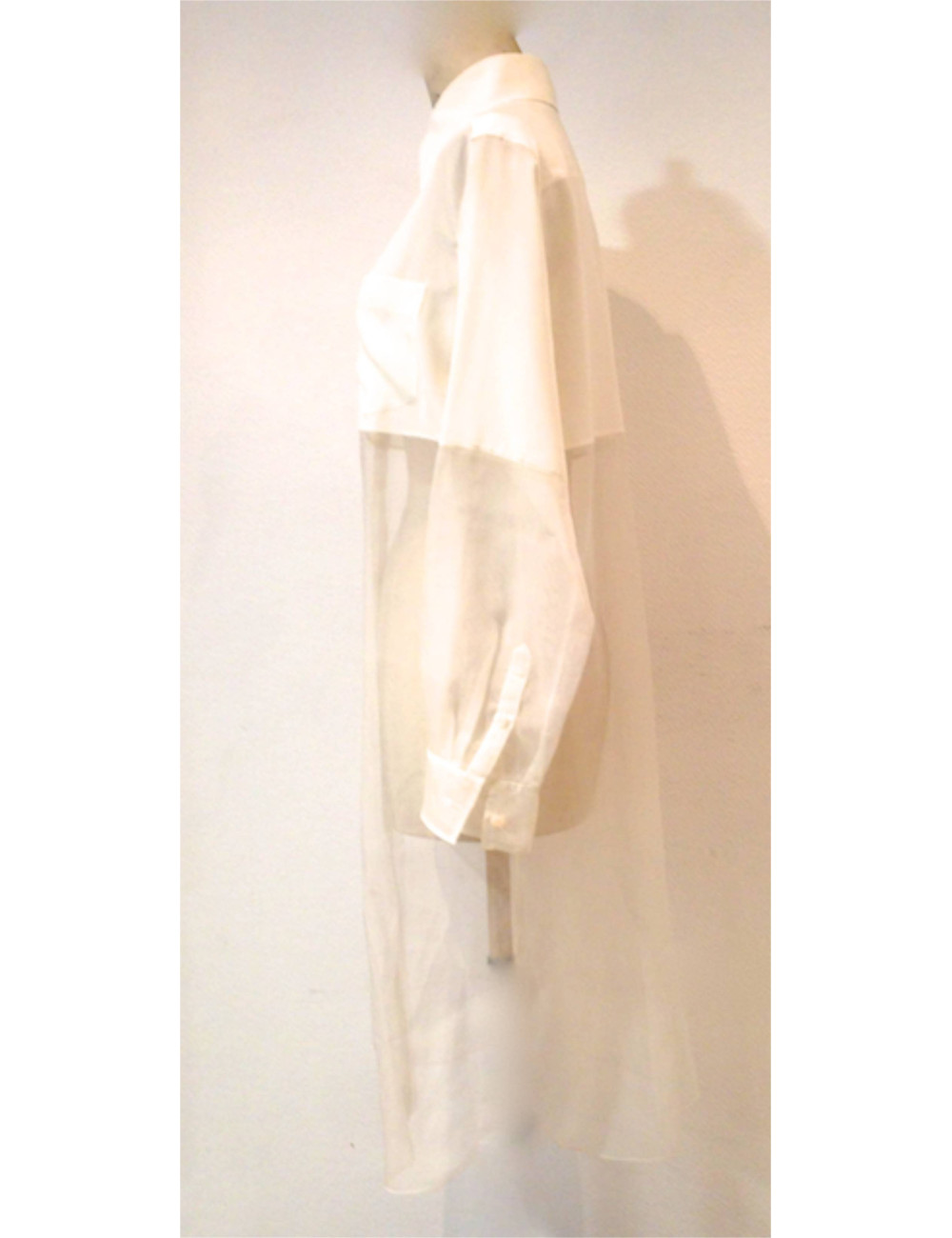 Blouse HERMES chemise en soie blanche mate et transparente