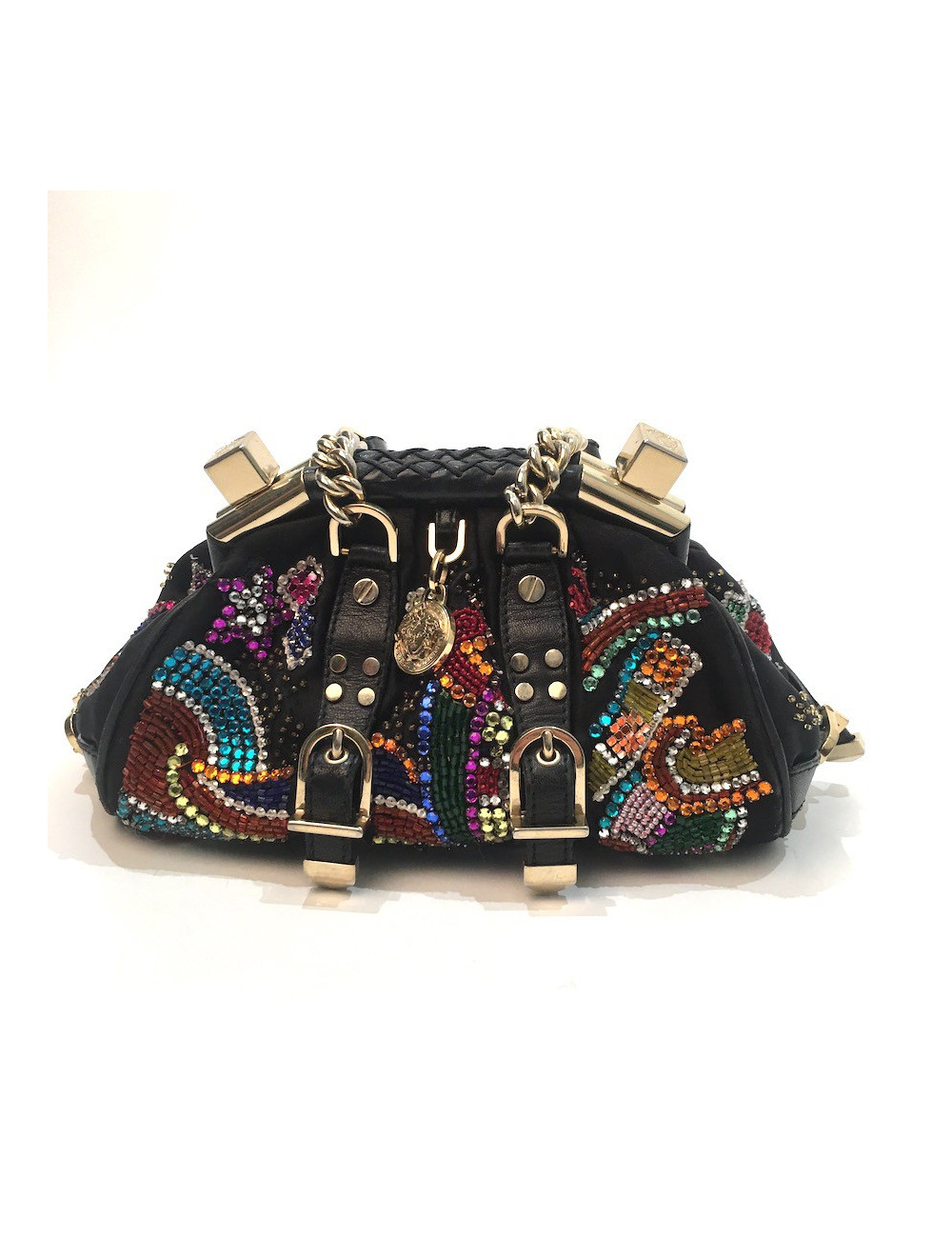Sac VERSACE perles et cristal multicolore