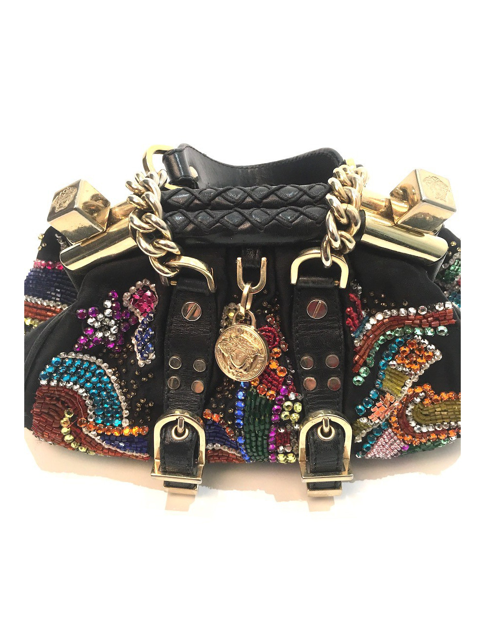 Sac VERSACE perles et cristal multicolore