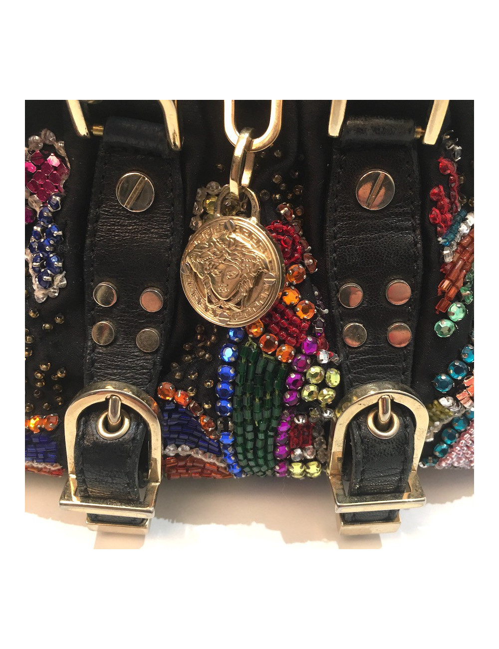 Sac VERSACE perles et cristal multicolore