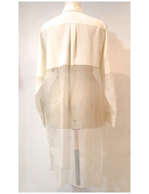 Blouse HERMES chemise en soie blanche mate et transparente