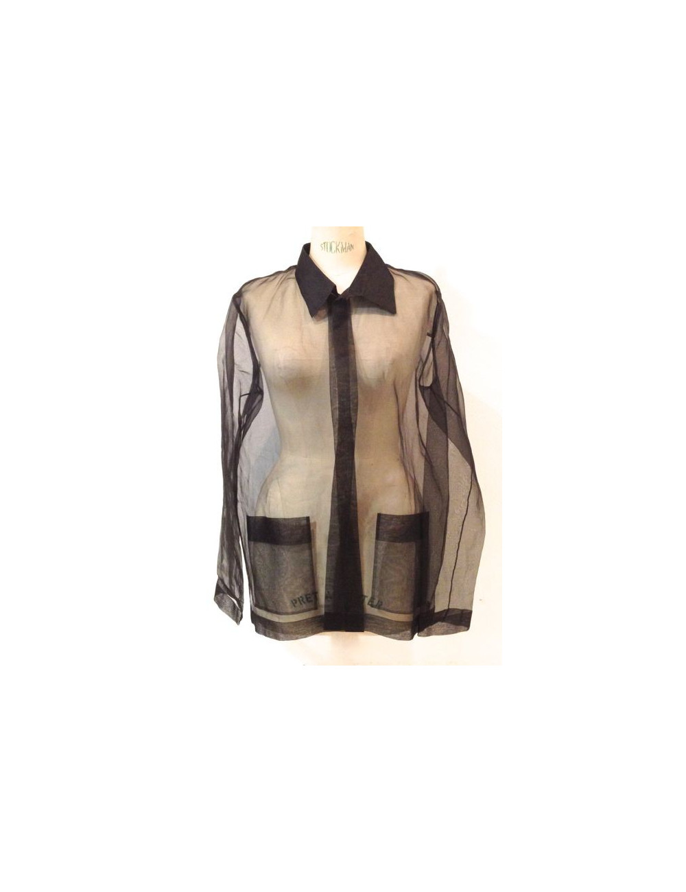 Chemise CHANEL en organza transparente noire