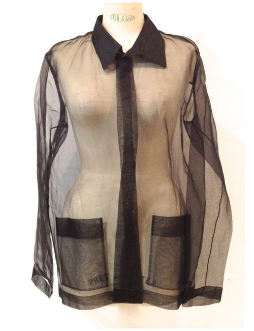 Chemise CHANEL en organza transparente noire