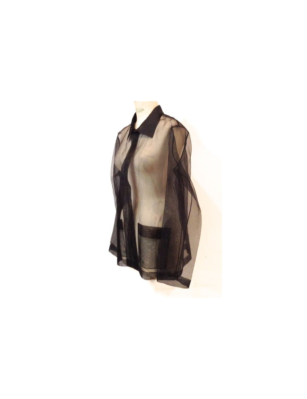 Chemise CHANEL en organza transparente noire