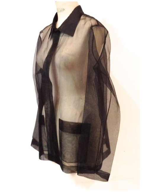 Chemise CHANEL en organza transparente noire