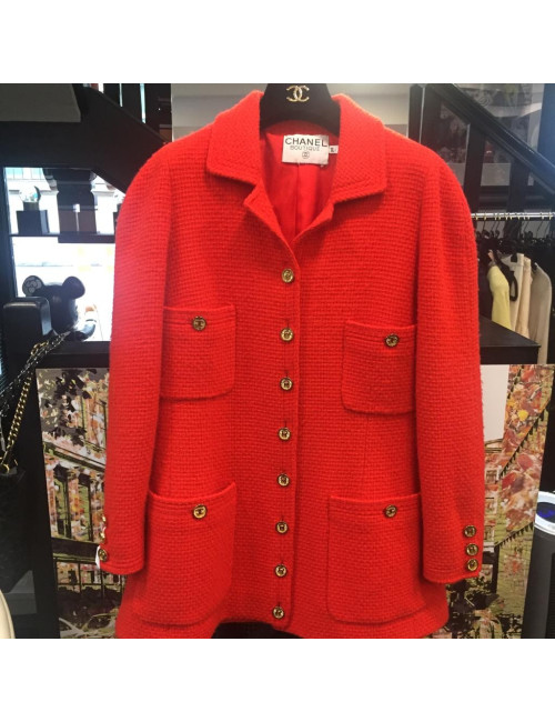 Veste T 38 CHANEL en tweed orange 