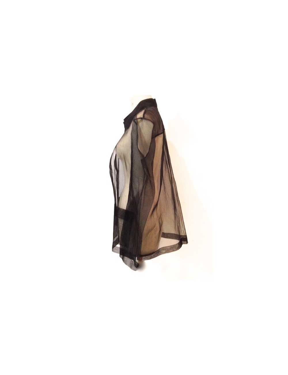 Chemise CHANEL en organza transparente noire