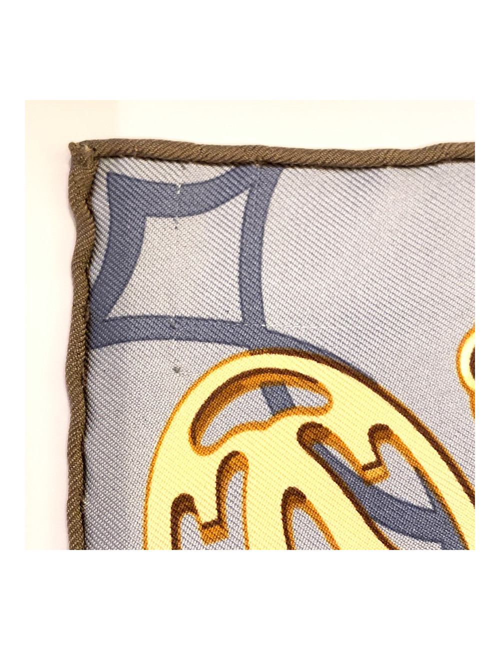 CARTIER blue and brown silk square scarf