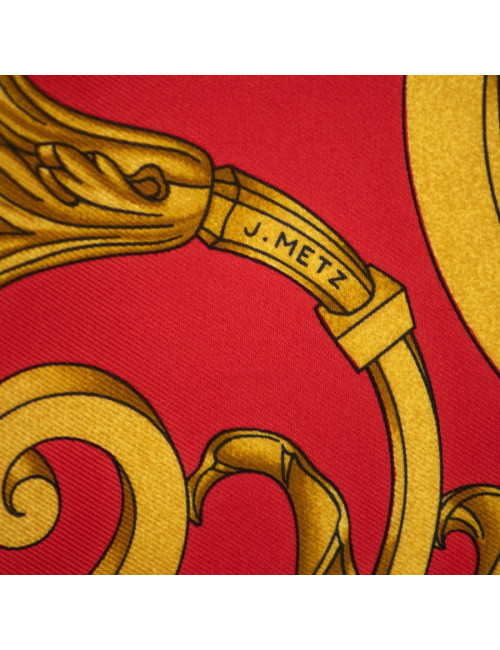 Carré HERMES Les Tuileries soie rouge
