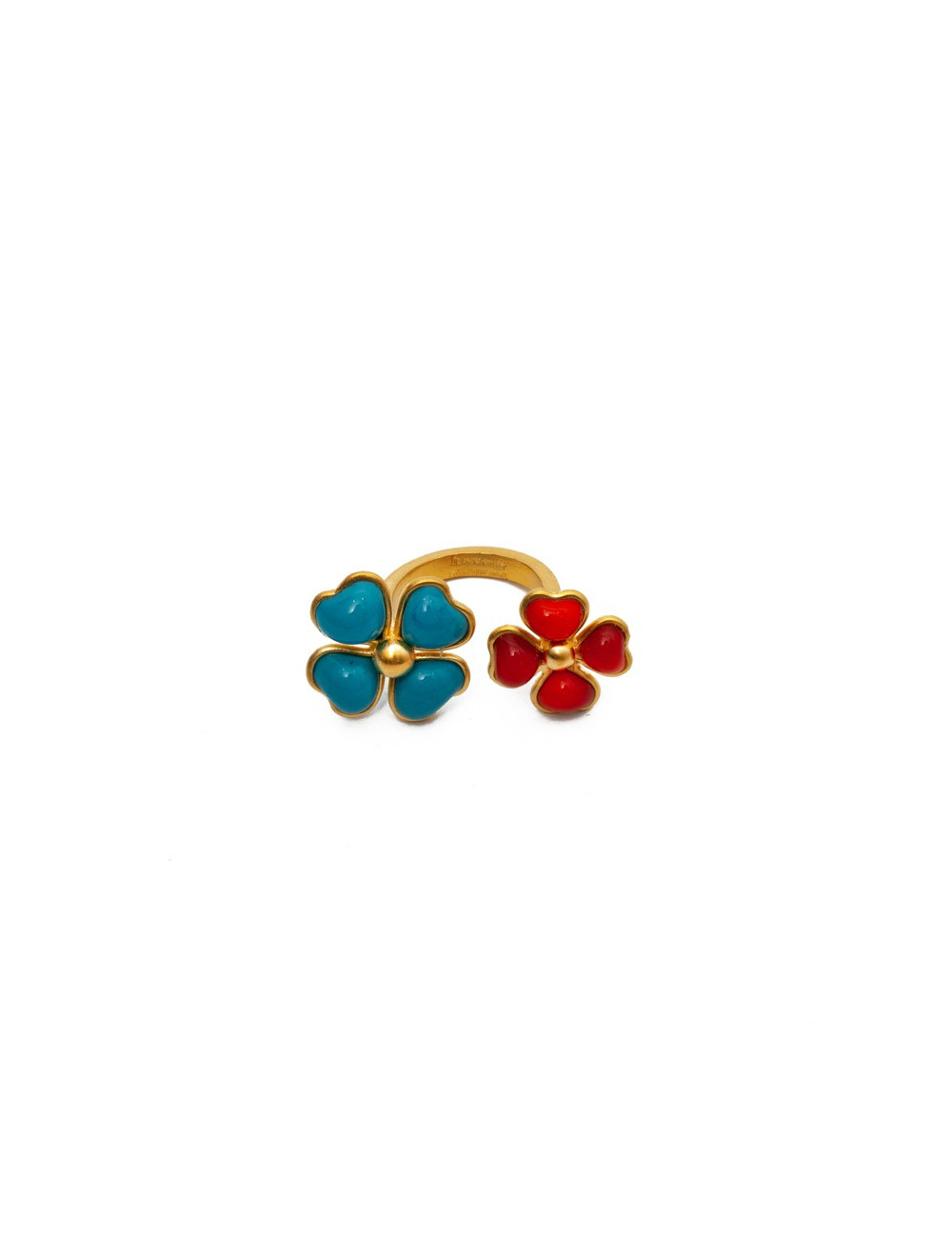 Bague fleurs MARGUERITE DE VALOIS turquoise corail