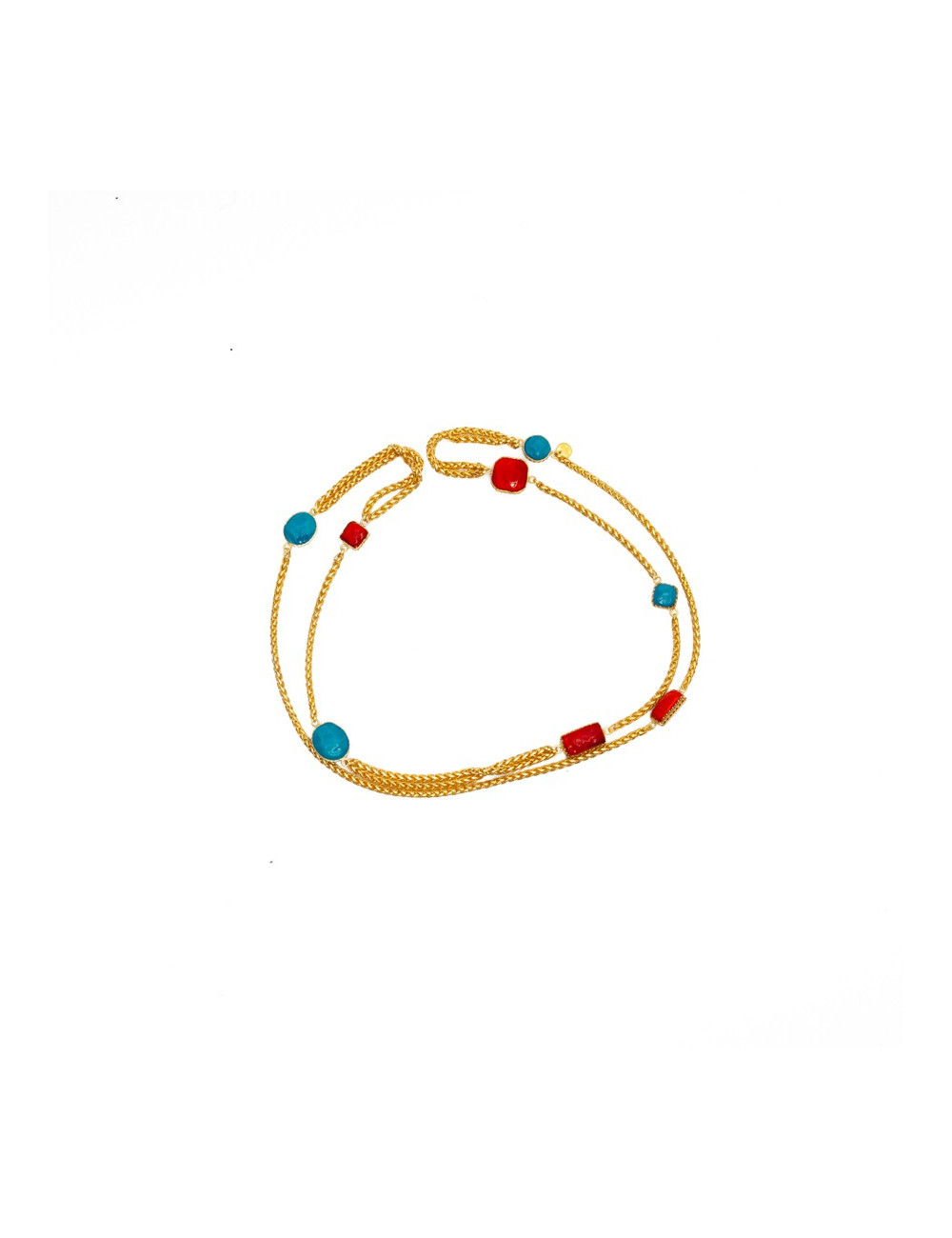 Sautoir MARGUERITE DE VALOIS turquoise et corail