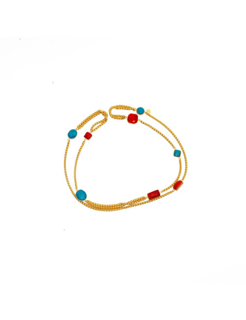 Sautoir MARGUERITE DE VALOIS turquoise et corail