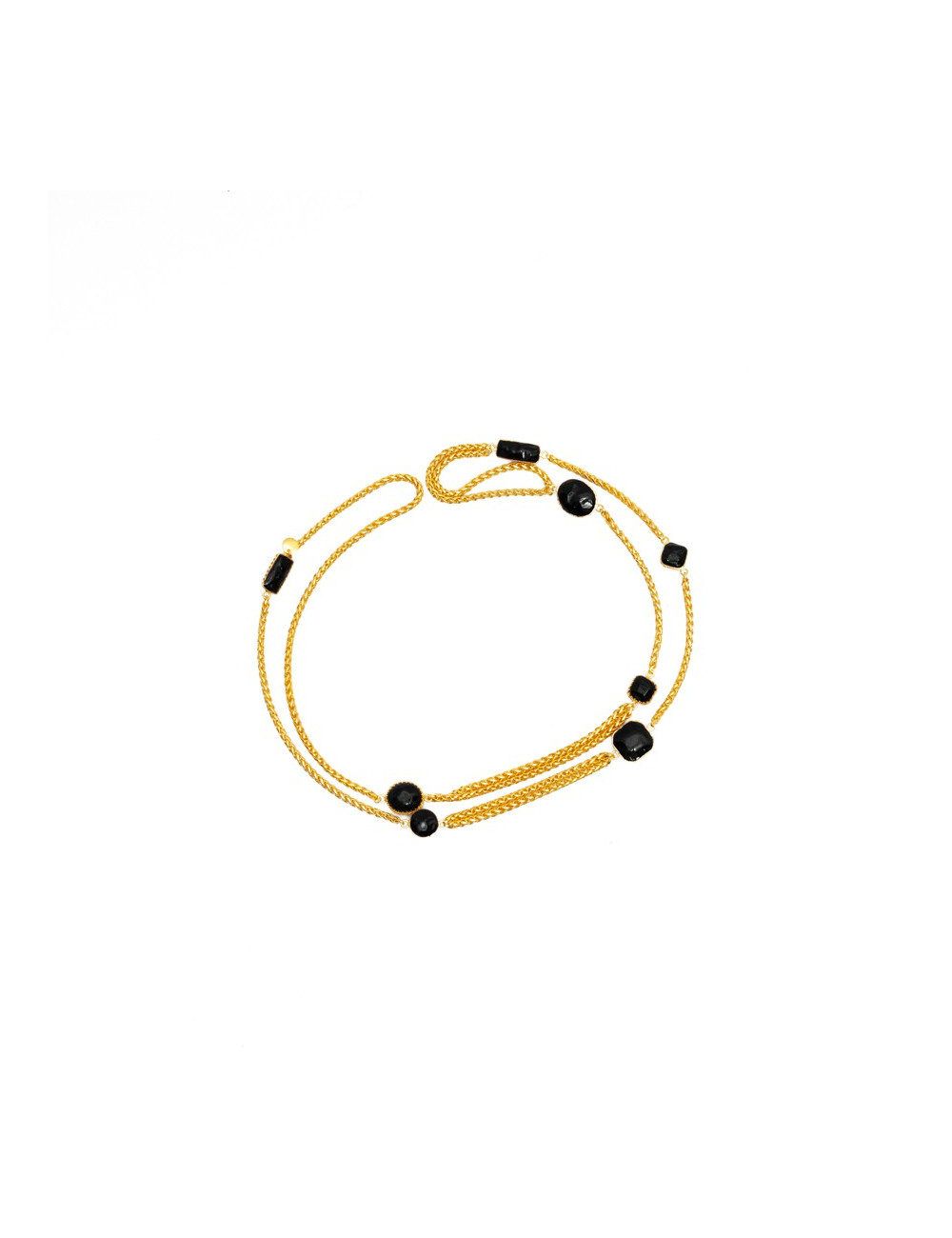 Sautoir noir MARGUERITE DE VALOIS en pâte de verre