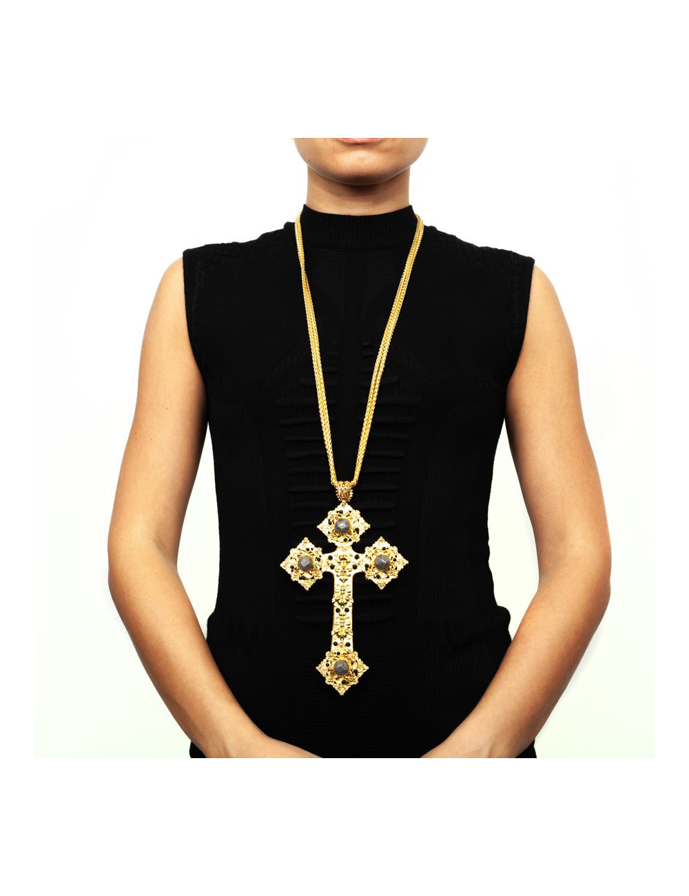 Collier croix grise MARGUERITE DE VALOIS