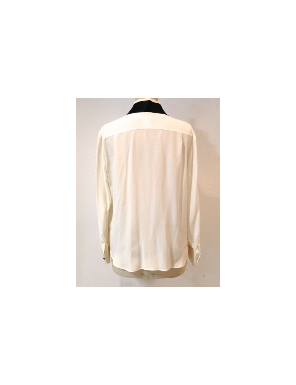 Chemisier CHANEL en soie blanc et noir