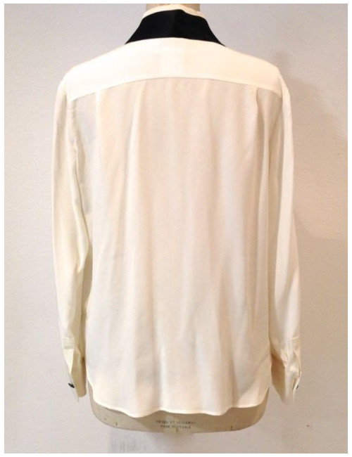 Chemisier CHANEL en soie blanc et noir