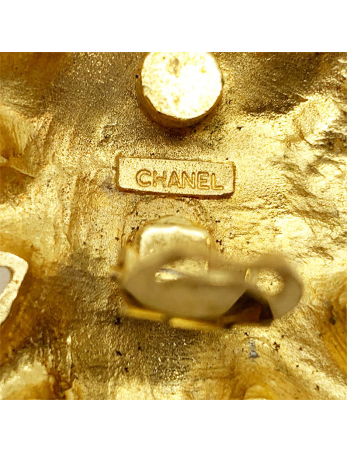 CHANEL sun and pearly beads clip-on earrings