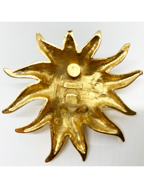 CHANEL sun and pearly beads clip-on earrings