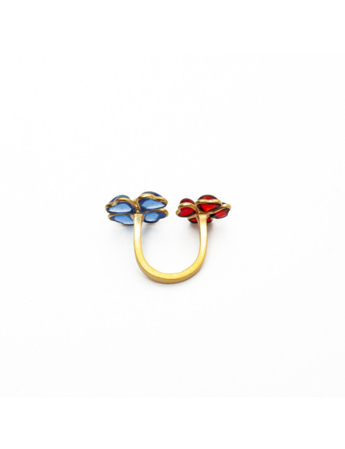 Bague saphir rubis MARGUERITE DE VALOIS fleurettes