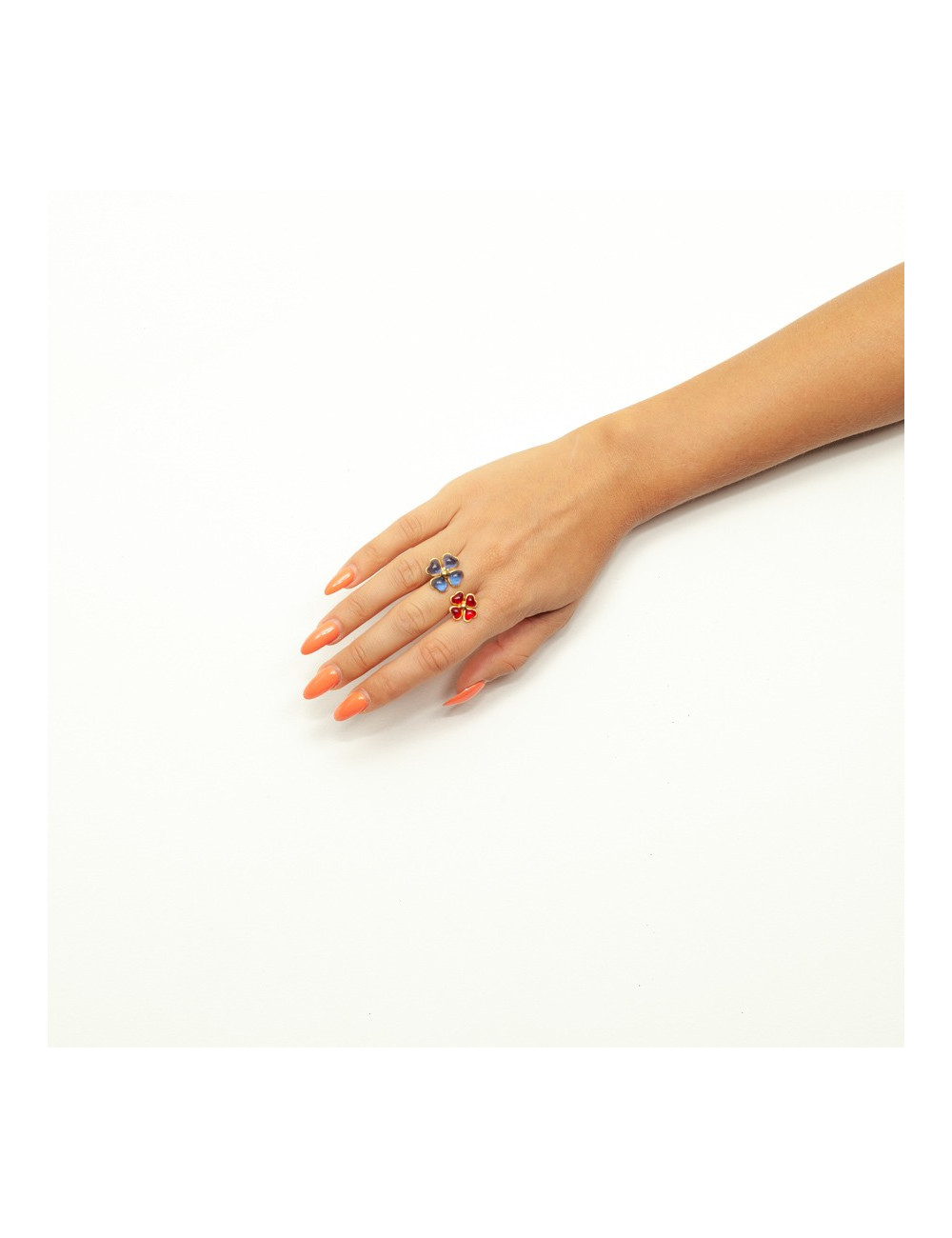 Bague saphir rubis MARGUERITE DE VALOIS fleurettes