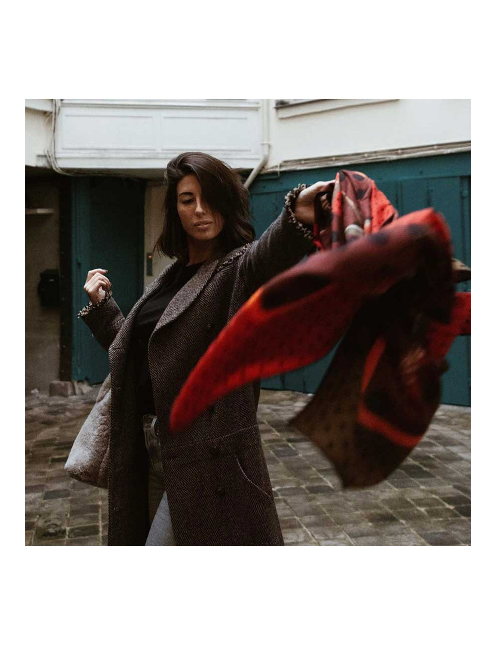 Manteau CHANEL T 40 chevrons beige et bleu