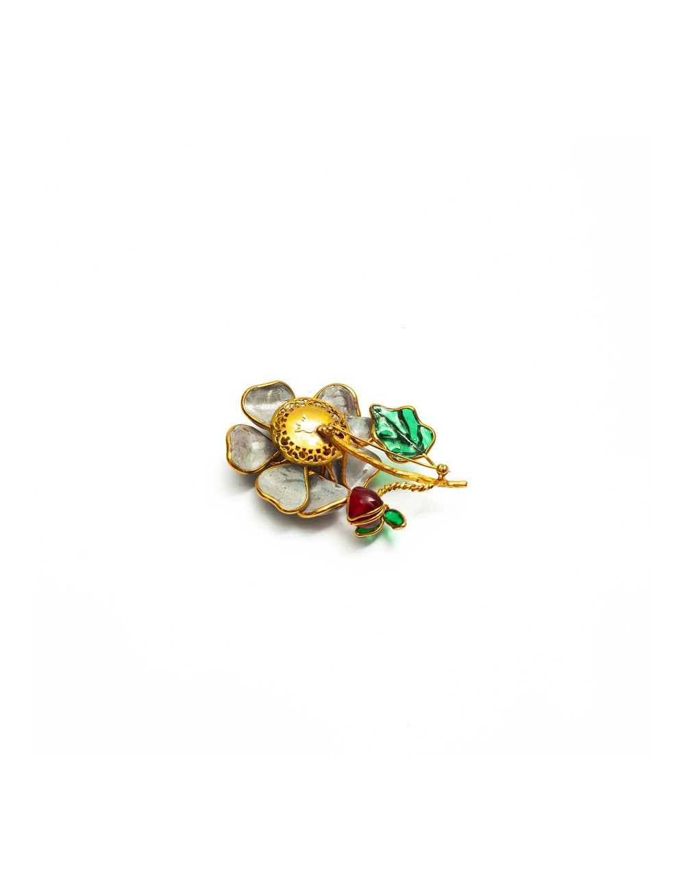 Broche Camelia sur tige MARGUERITE DE VALOIS