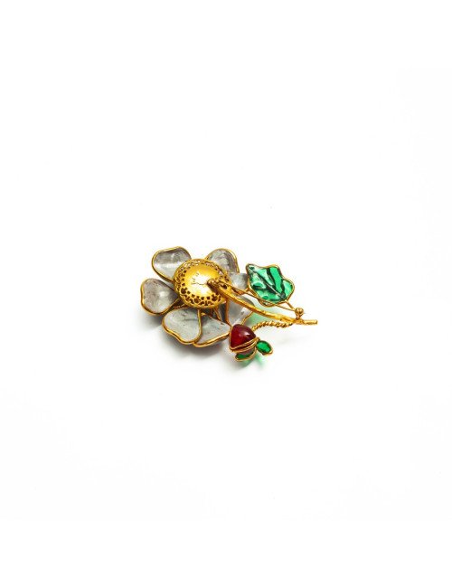 Broche Camelia sur tige MARGUERITE DE VALOIS
