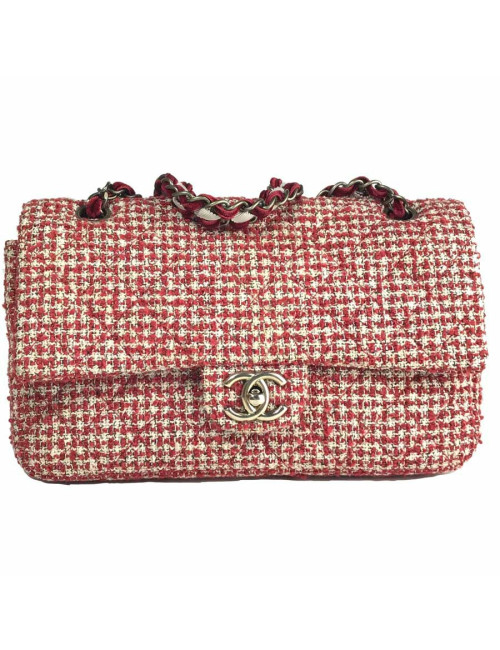 Sac CHANEL tweed rouge et blanc