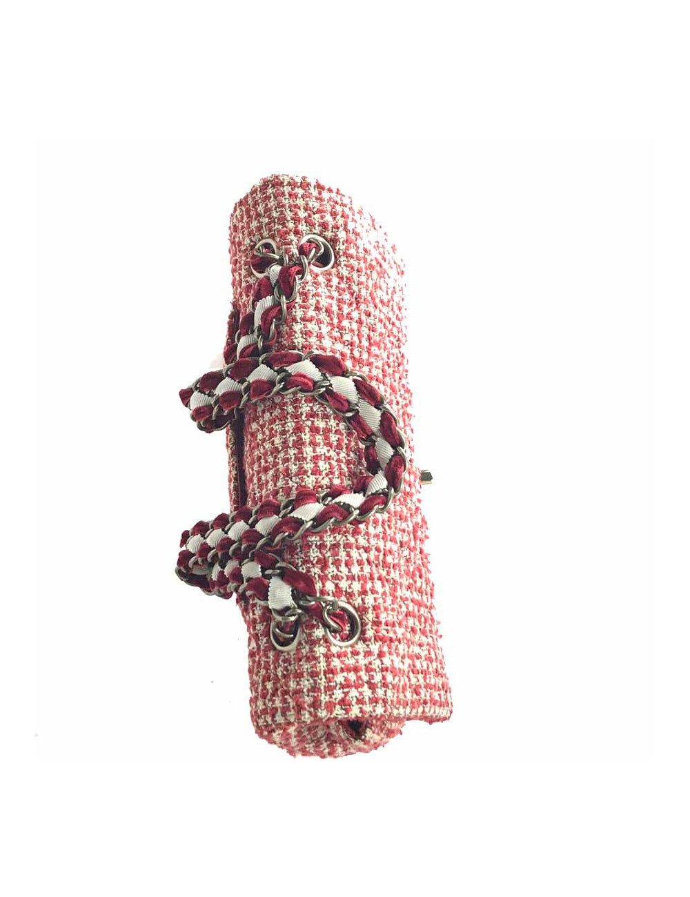 Sac CHANEL tweed rouge et blanc