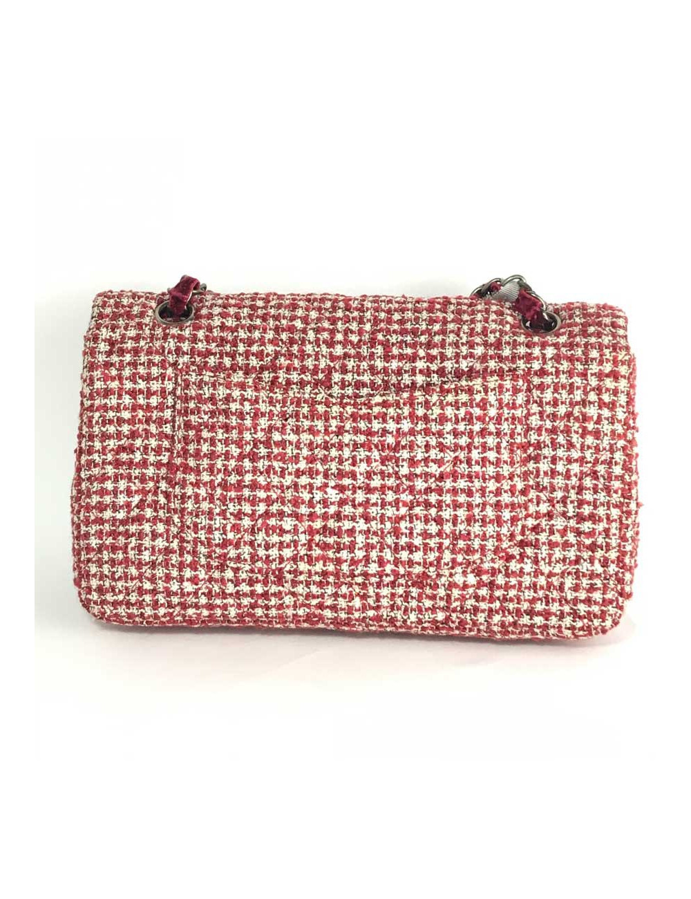 Sac CHANEL tweed rouge et blanc