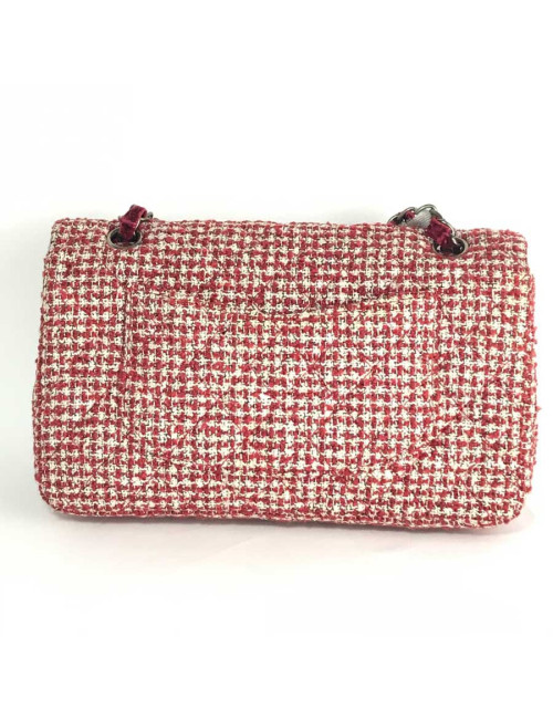 Sac CHANEL tweed rouge et blanc