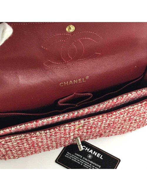 Sac CHANEL tweed rouge et blanc